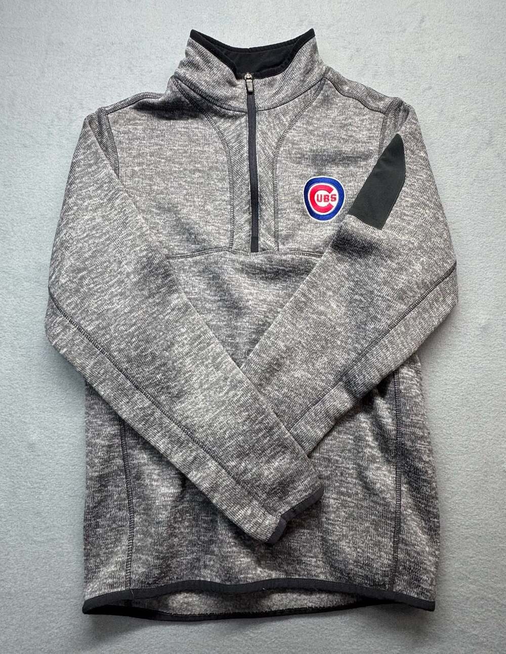 Antigua Chicago Cubs Fortune Half-Zip Sweater Size M Heather Charcoal